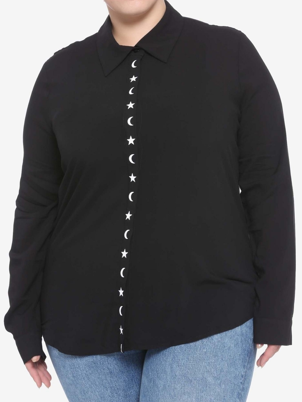 Hot Topic Celestial Moon & Star Placket Long Sleeve Button Up Shirt Plus Size 1
